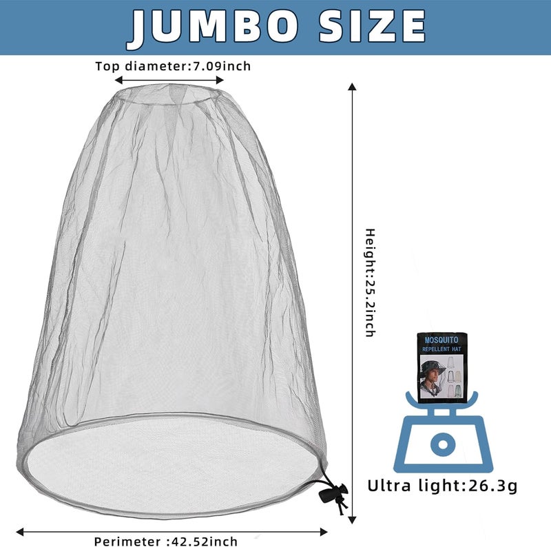 JayruiMice 2 Pack Ultra Large Mosquito Net 42x25 Inches Mosquito Head Net Oversized Insect Netting Bug Fits Most Hats for Gardening Hiking Fishing Traveling(Gray+White) - Image 2